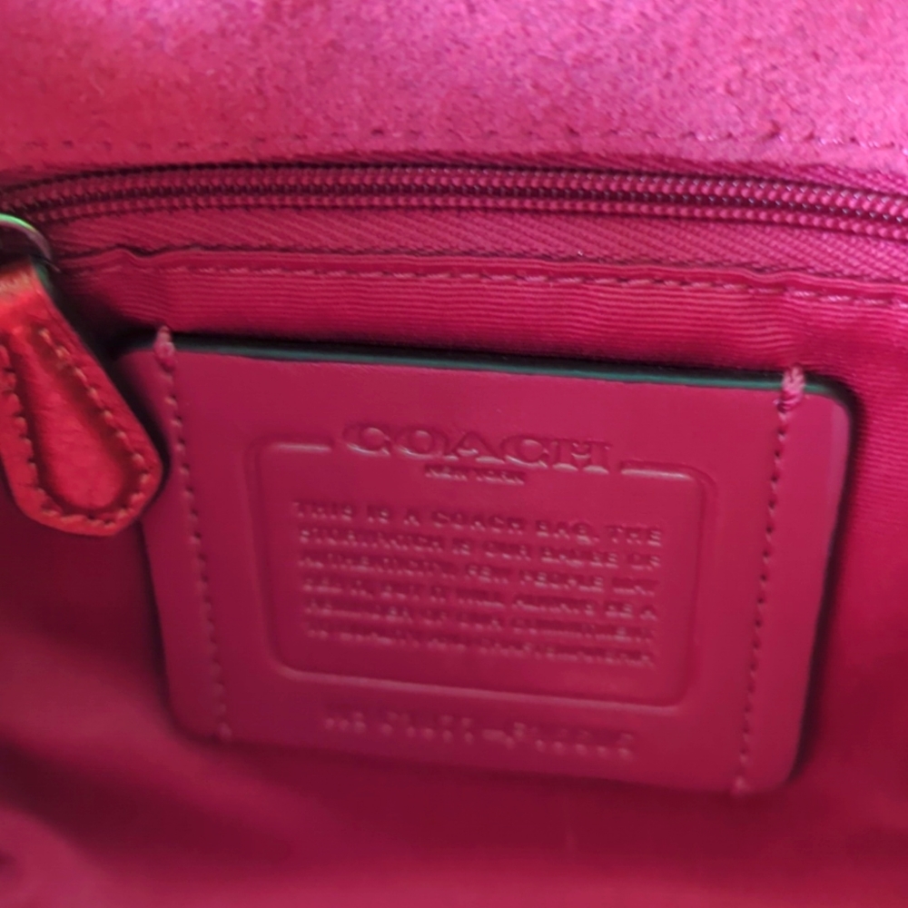 NWoT 🍒COACH🍒 HTF CHERRY RED METALLIC DERBY BACK PACK 🌸 UNLINED LEATHER 🌸 - Picture 7 of 9